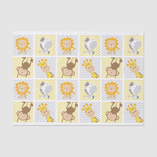 Cute Zoo Animal Squares Tissuepapier (Voorkant)