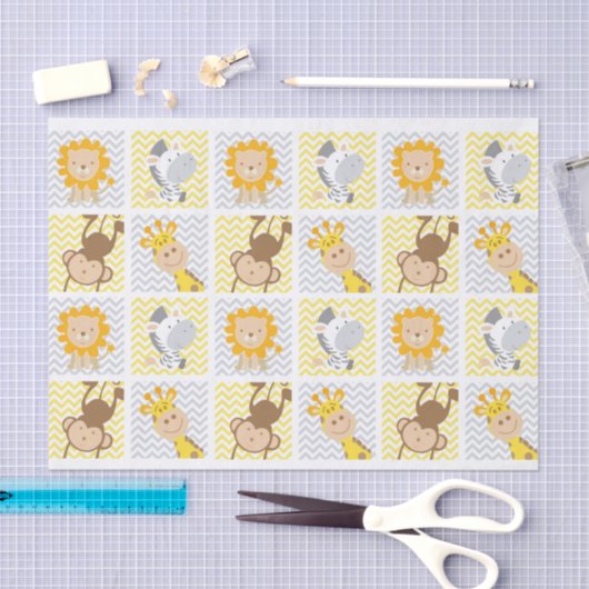 Cute Zoo Animal Squares Tissuepapier (Craft)