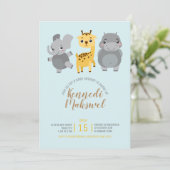 Cute Zoo Animals Baby shower Kaart (Staand voorkant)