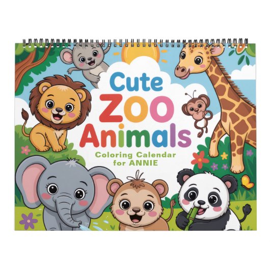 Cute Zoo Animals Coloring Calendar Kalender (Hoes)