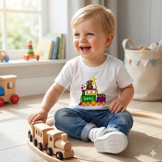 Cute Zoo Animals en Speelgoed Train Baby T-shirt