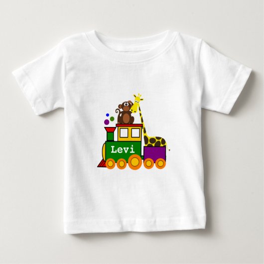 Cute Zoo Animals en Speelgoed Train Baby T-shirt (Voorkant)