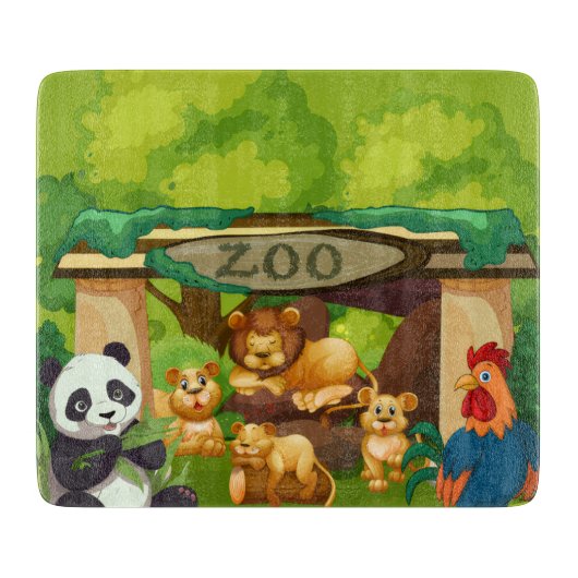 Cute Zoo Animals Kitchen Cutting Board Design Snijplank (Voorkant)