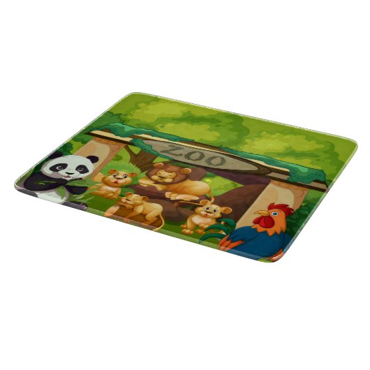 Cute Zoo Animals Kitchen Cutting Board Design Snijplank (Hoek)