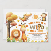 Cute ZOO Animals WILD ONE Safari 1st Birthday  Kaart (Voorkant)