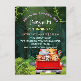 Cute Zoo jungle boerderij vrachtwagen tractor jong Briefkaart