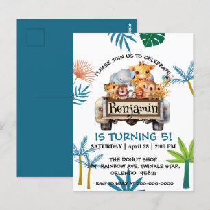 Cute Zoo jungle boerderij vrachtwagen tractor jong Briefkaart