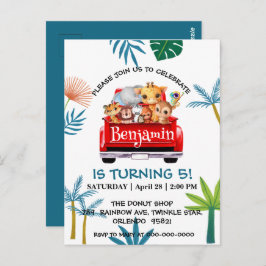 Cute Zoo jungle boerderij vrachtwagen tractor jong Briefkaart