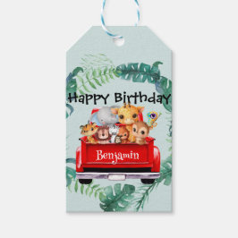 Cute Zoo jungle farm truck boy Birthday party Cadeaulabel