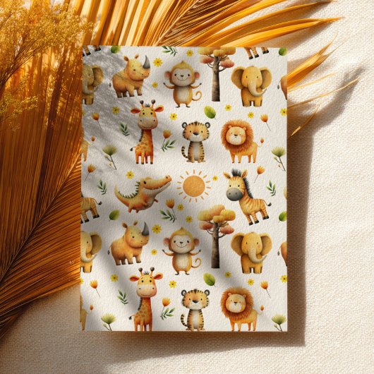 Cute ZOO Safari Animals WILD ONE 1st Birthday  Kaart