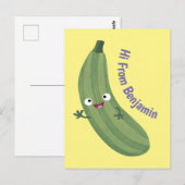 Cute zucchini happy cartoon illustratie briefkaart (Voorkant / Achterkant)