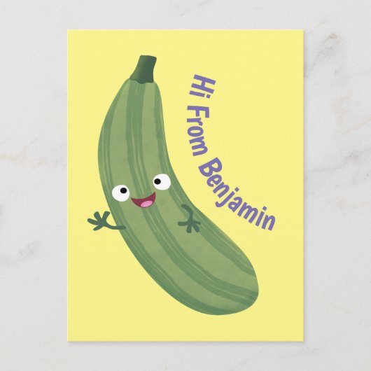 Cute zucchini happy cartoon illustratie briefkaart (Voorkant)