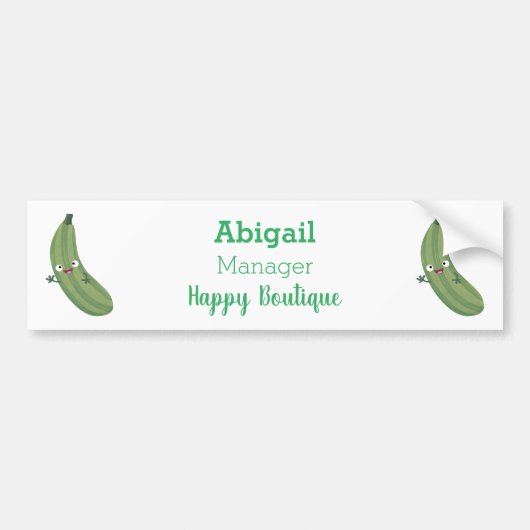 Cute zucchini happy cartoon illustratie bumpersticker (Voorkant)