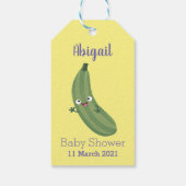 Cute zucchini happy cartoon illustratie cadeaulabel (Achterkant)