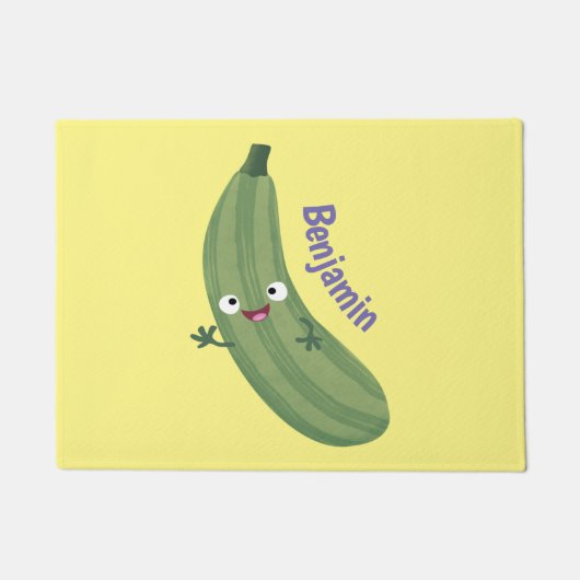 Cute zucchini happy cartoon illustratie deurmat (Voorkant)