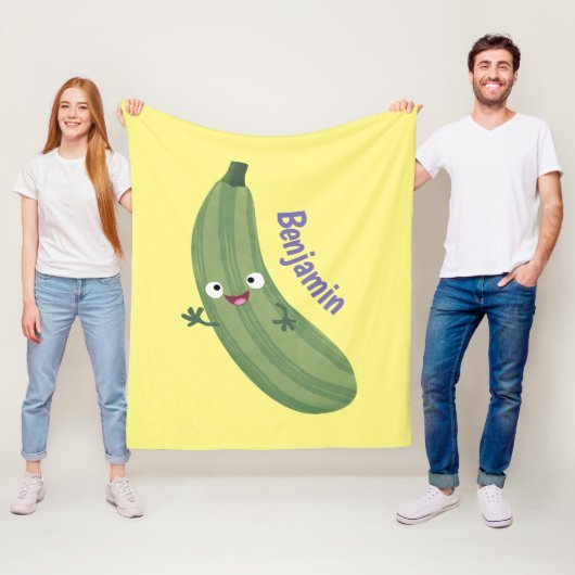 Cute zucchini happy cartoon illustratie fleece deken (In situ)