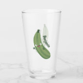 Cute zucchini happy cartoon illustratie glas (Achterkant)