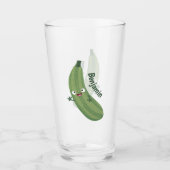 Cute zucchini happy cartoon illustratie glas (Voorkant)