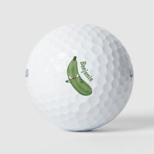Cute zucchini happy cartoon illustratie golfballen (Voorkant)