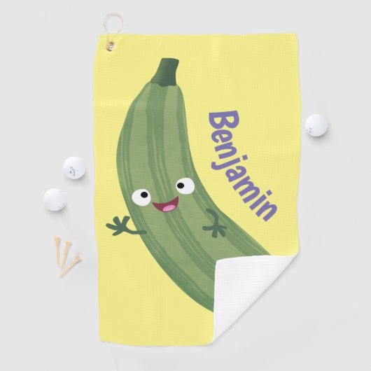 Cute zucchini happy cartoon illustratie golfhanddoek (Insitu)