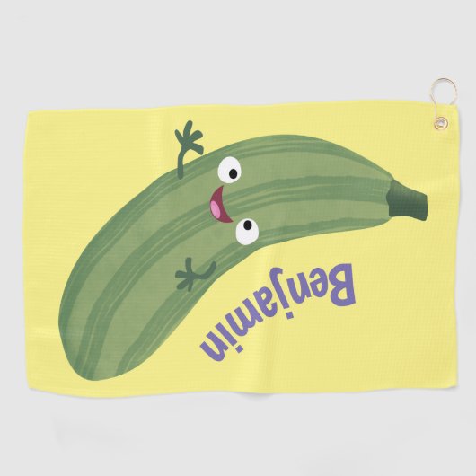 Cute zucchini happy cartoon illustratie golfhanddoek (Horizontaal)
