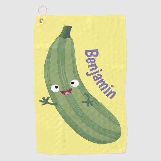 Cute zucchini happy cartoon illustratie golfhanddoek (Voorkant)