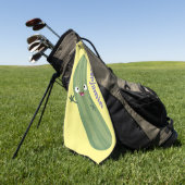 Cute zucchini happy cartoon illustratie golfhanddoek (Groen)