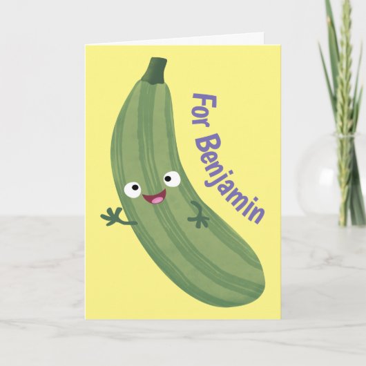 Cute zucchini happy cartoon illustratie kaart (Voorkant)
