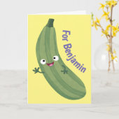 Cute zucchini happy cartoon illustratie kaart (Gele Bloem)
