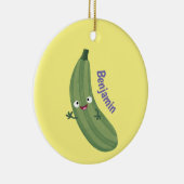 Cute zucchini happy cartoon illustratie keramisch ornament (Rechts)