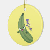 Cute zucchini happy cartoon illustratie keramisch ornament (Links)