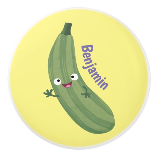 Cute zucchini happy cartoon illustratie keramische knop (Voorkant)