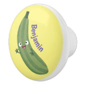 Cute zucchini happy cartoon illustratie keramische knop (Rechts)