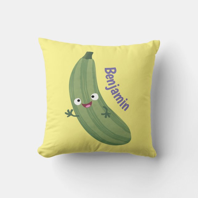 Cute zucchini happy cartoon illustratie kussen (Voorkant)