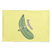 Cute zucchini happy cartoon illustratie kussensloop (Achterkant)