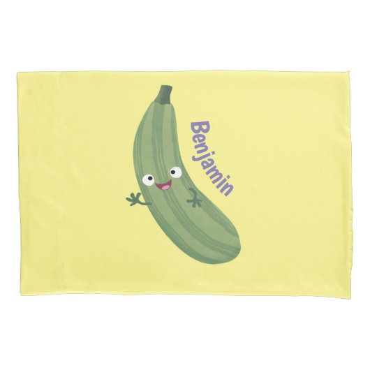 Cute zucchini happy cartoon illustratie kussensloop (Voorkant)