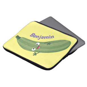Cute zucchini happy cartoon illustratie laptop sleeve
