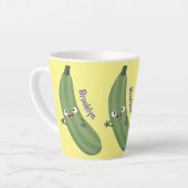 Cute zucchini happy cartoon illustratie latte mok (Linkerhoek)