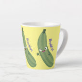 Cute zucchini happy cartoon illustratie latte mok (Rechterhoek)
