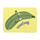 Cute zucchini happy cartoon illustratie magneet (Horizontaal)