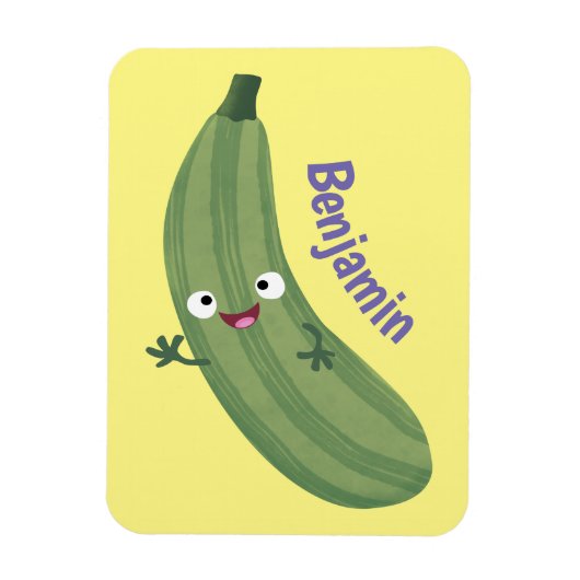 Cute zucchini happy cartoon illustratie magneet (Verticaal)