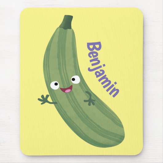 Cute zucchini happy cartoon illustratie muismat (Voorkant)