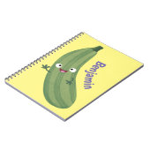 Cute zucchini happy cartoon illustratie notitieboek (Linkerzijde)
