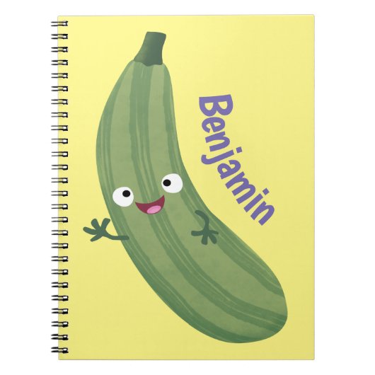 Cute zucchini happy cartoon illustratie notitieboek (Voorkant)