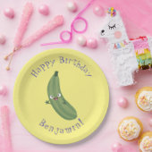 Cute zucchini happy cartoon illustratie papieren bordje (Feest)