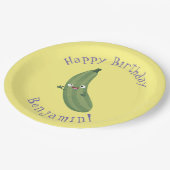 Cute zucchini happy cartoon illustratie papieren bordje (Gekanteld)
