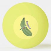 Cute zucchini happy cartoon illustratie pingpongbal (Achterkant)