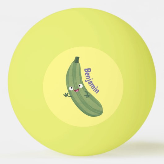 Cute zucchini happy cartoon illustratie pingpongbal (Voorkant)