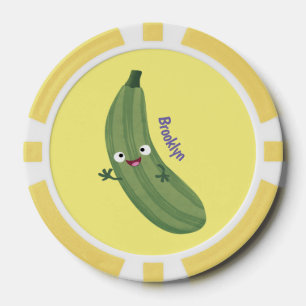 Cute zucchini happy cartoon illustratie poker chips
