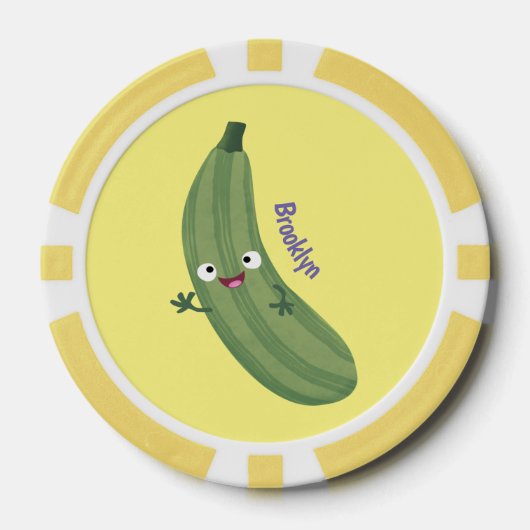 Cute zucchini happy cartoon illustratie poker chips (Voorkant)